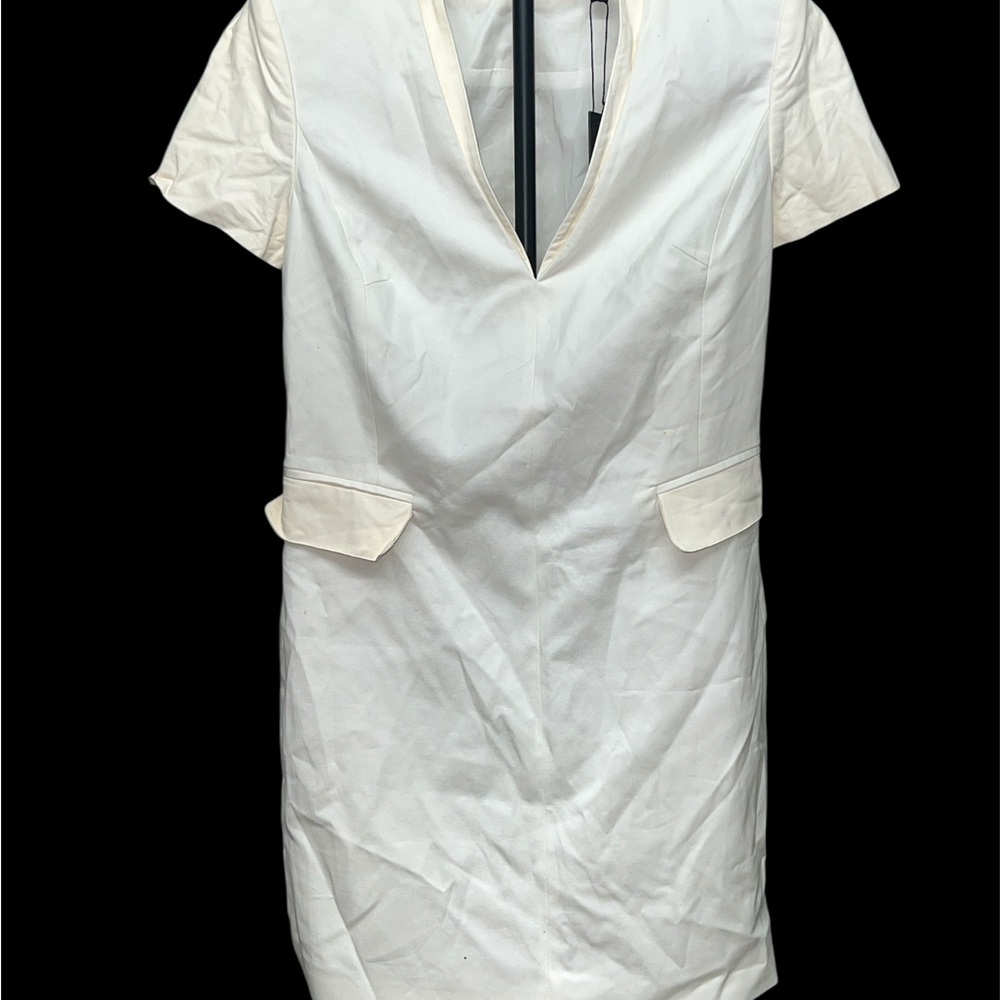 $395 Rachel Zoe off white V-neck dress size sp new